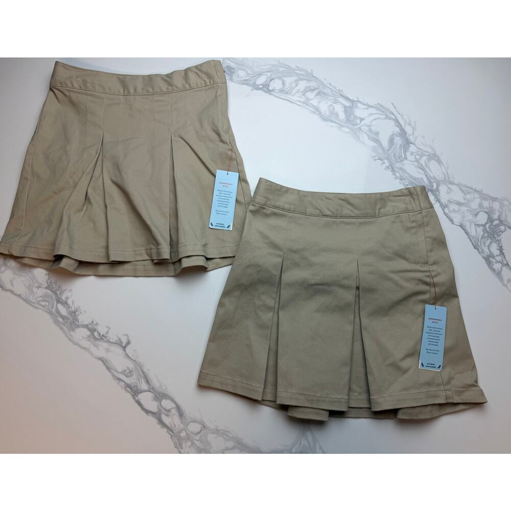 Cat & Jack Girls Skort Size 12 Khaki School Uniform Lot 2 NWT